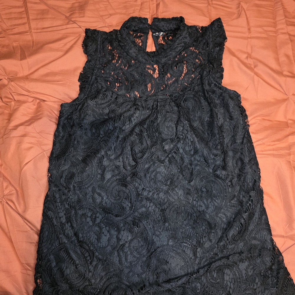 HeartSoul Black Lace Cap‎ Sleeve Blouse